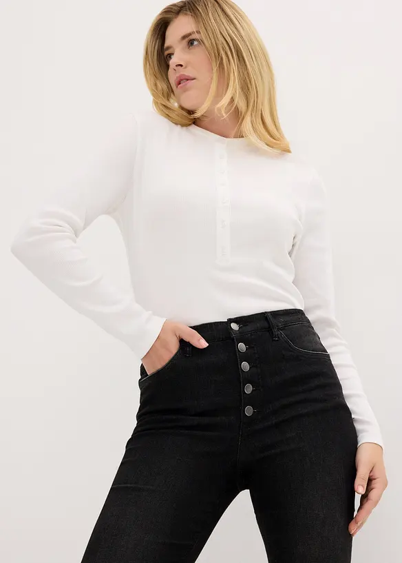 Jeans bootcut con cinta comoda, vita alta, bonprix