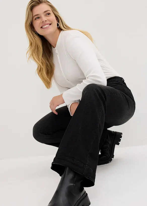 Jeans bootcut con cinta comoda, vita alta, bonprix