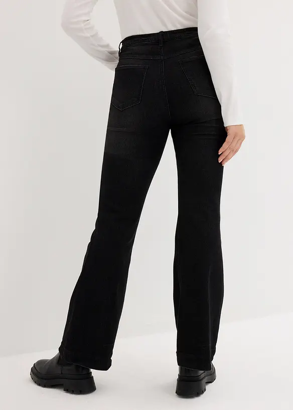 Jeans bootcut con cinta comoda, vita alta, bonprix