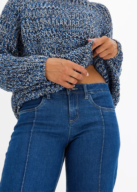 Jeans wide leg, a vita bassa, bonprix