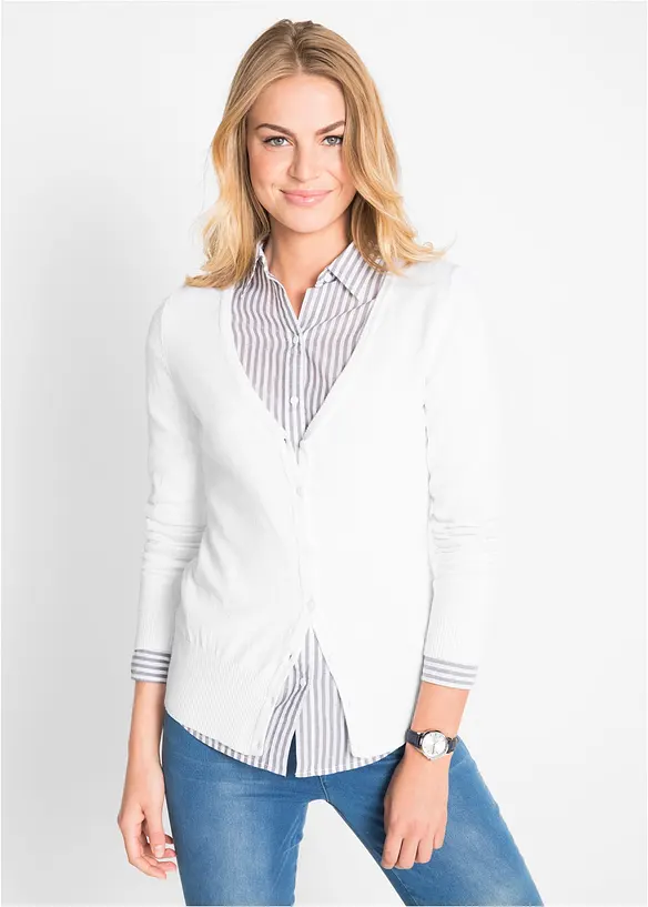 Cardigan in filato fine con bottoni, bonprix