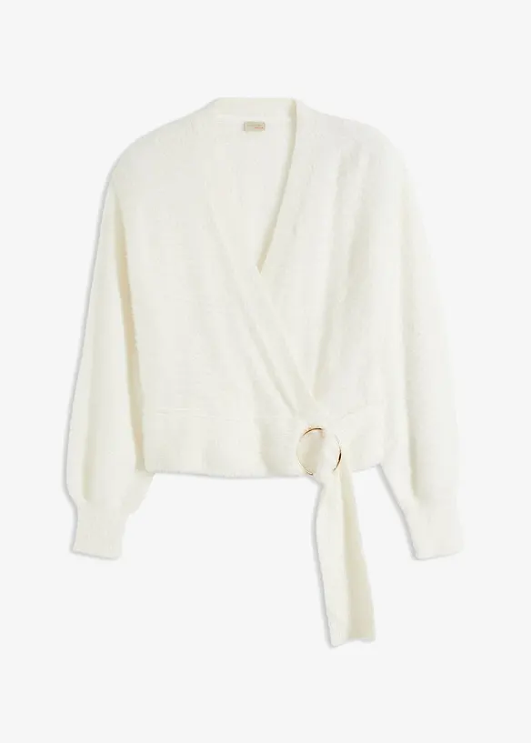 Maglione incrociato con accessorio, bonprix