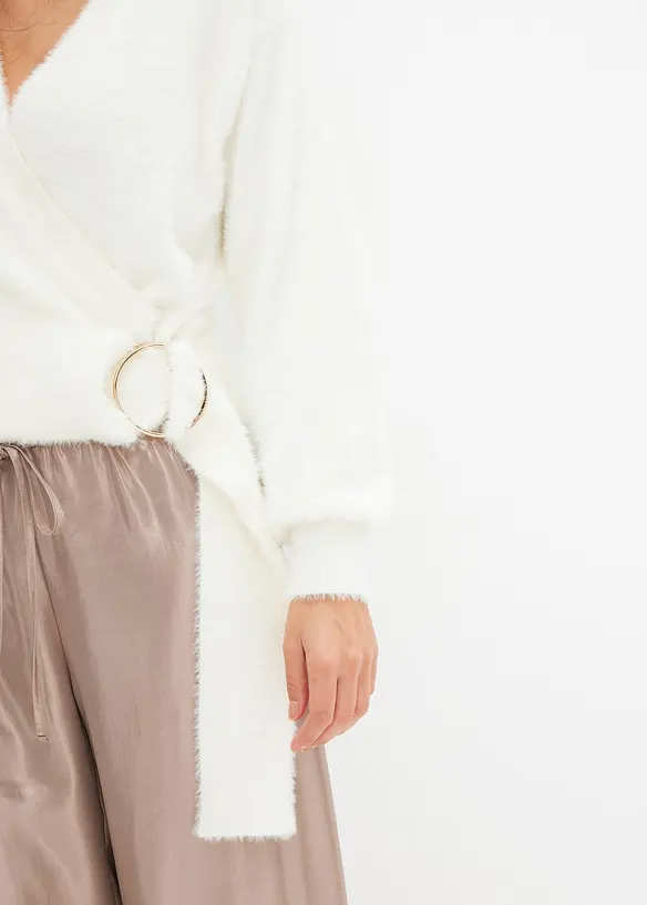 Maglione incrociato con accessorio, bonprix