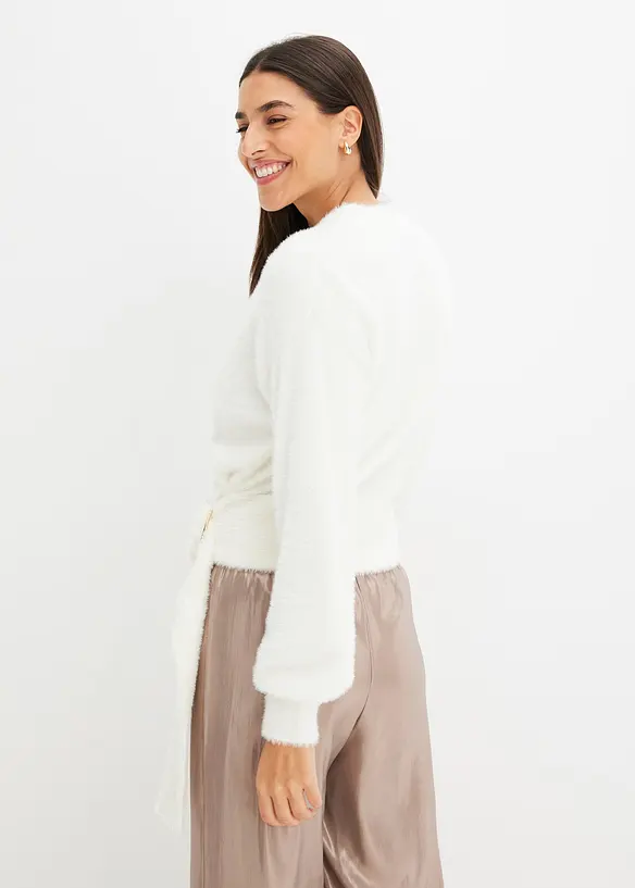 Maglione incrociato con accessorio, bonprix