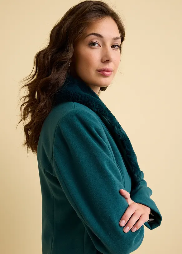 Cappotto con collo in pelliccia sintetica staccabile, bonprix