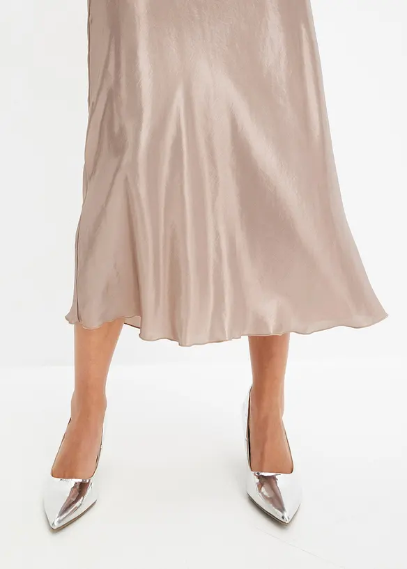 Gonna midi in satin fine, bonprix