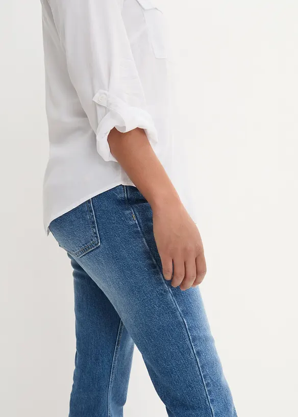 Blusa a maniche lunghe con scollo a V in viscosa fluente, bonprix