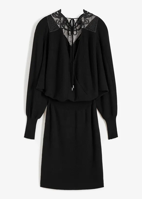 Abito in maglia con pizzo, bonprix