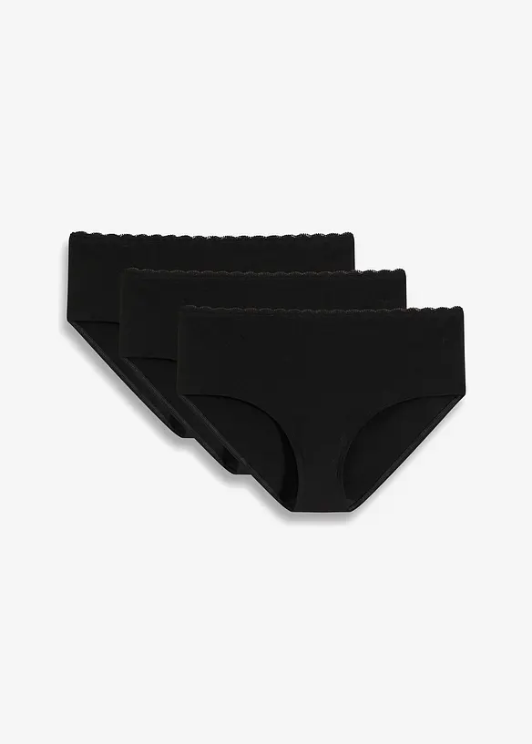 Slip prémaman con cotone biologico e pizzo (pacco da 3), bonprix