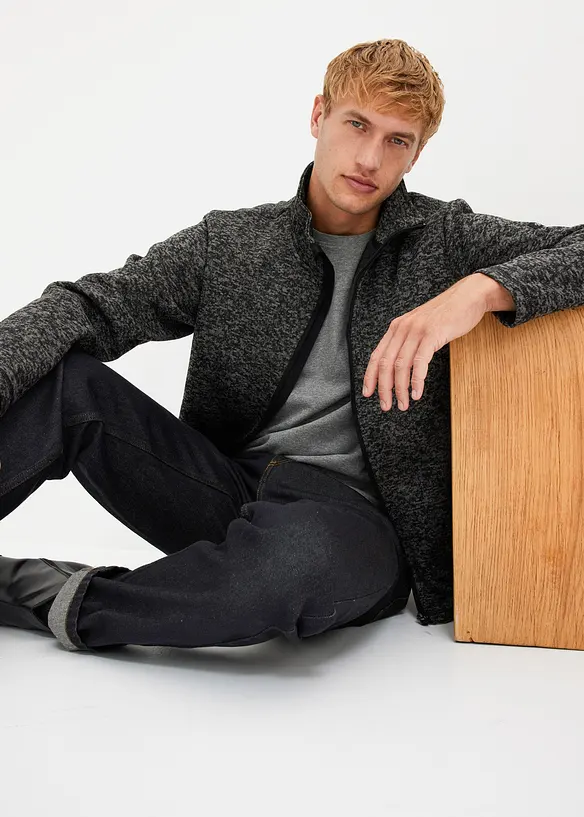 Giacca in pile lavorato a maglia con fodera teddy, bonprix