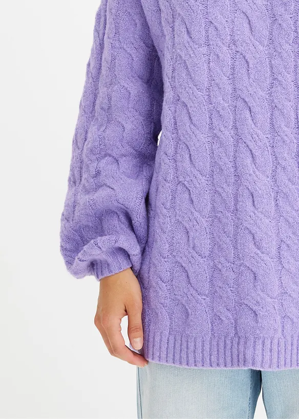 Maglione oversize con lavorazione a trecce, bonprix
