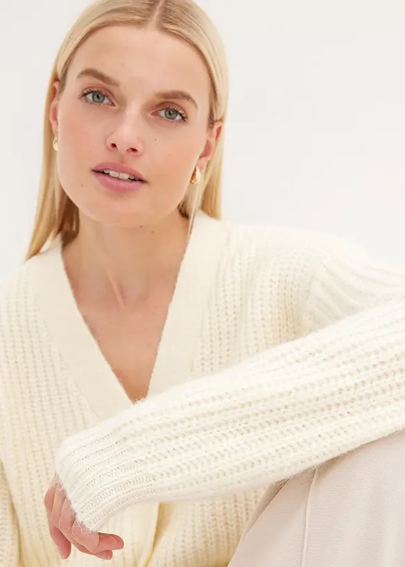 Cardigan in filato grosso di misto lana morbido, bonprix