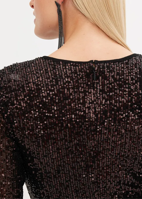 Abito di paillettes con spalline imbottite, bonprix
