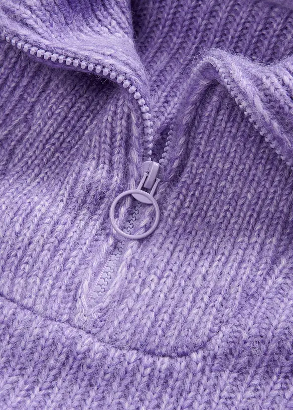 Maglione a coste con zip, bonprix