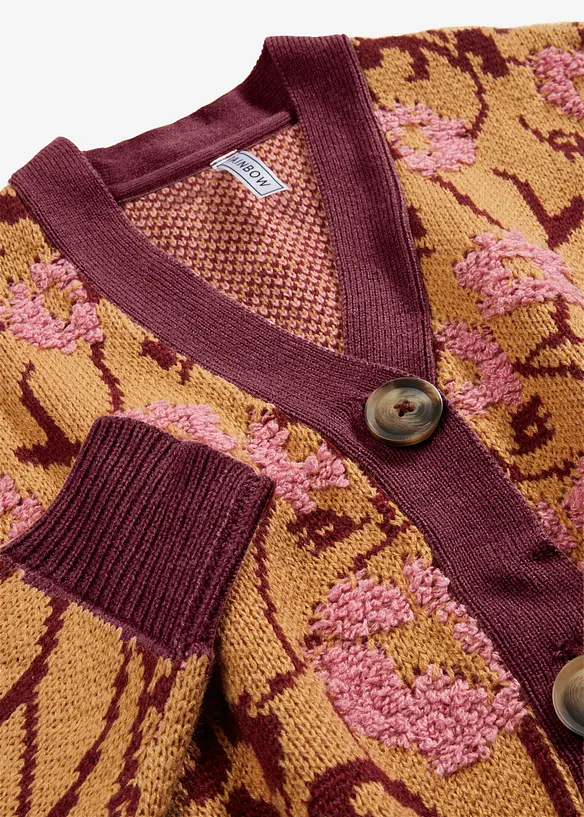 Cardigan in filato grosso a fiori, bonprix