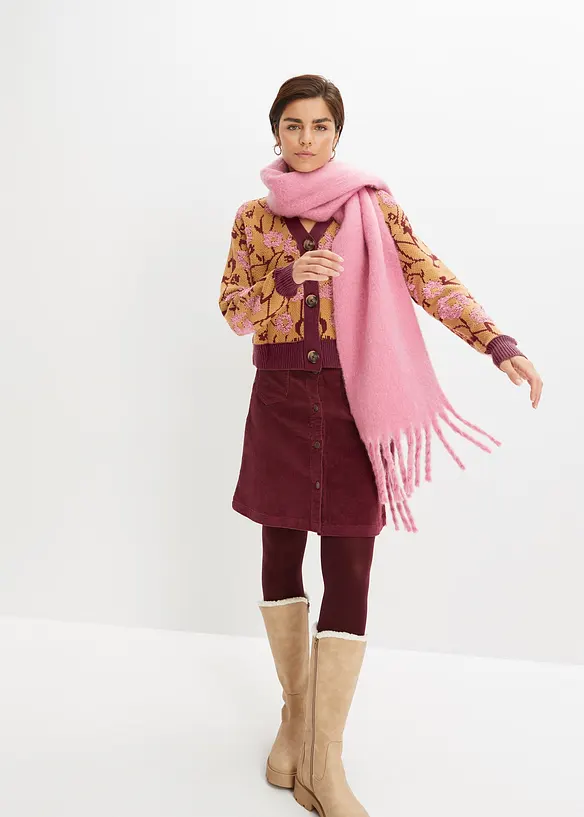 Cardigan in filato grosso a fiori, bonprix