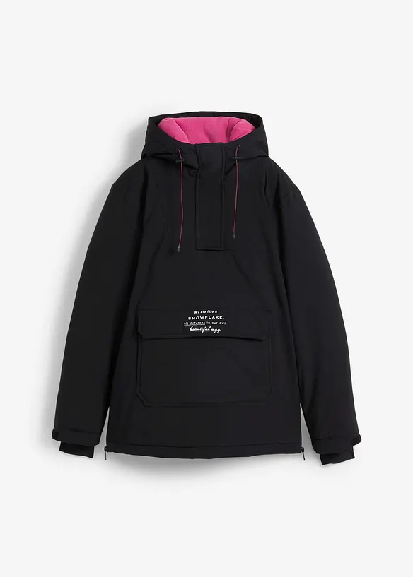 Giacca tecnica da sci da infilare con fodera in pile, impermeabile, oversize, bonprix