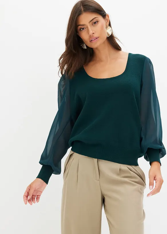 Maglione in filato fine di misto viscosa morbido, bonprix