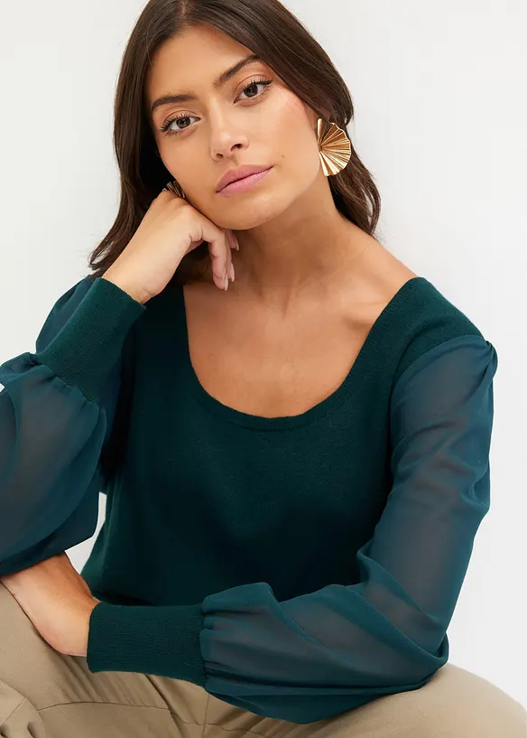 Maglione in filato fine di misto viscosa morbido, bonprix
