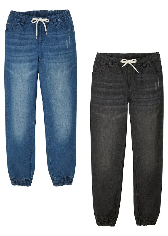 Jeans in misto cotone con elastico in vita, regular fit (pacco da 2), bonprix