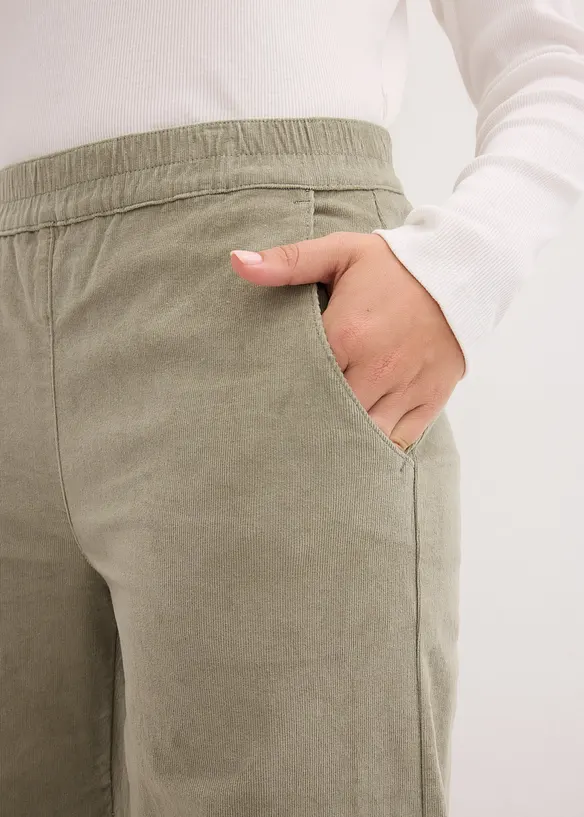 Pantaloni in velluto a coste con cinta comoda, vita alta, bonprix