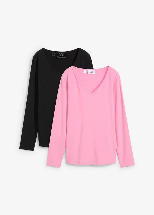 Maglia a maniche lunghe aderente (pacco da 2), bonprix