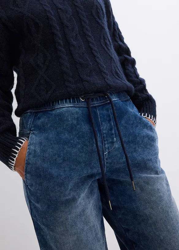 Jeans boyfriend termici, vita media, bonprix