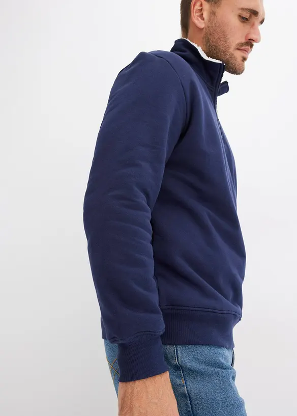 Felpa termica con zip e fodera calda, bonprix