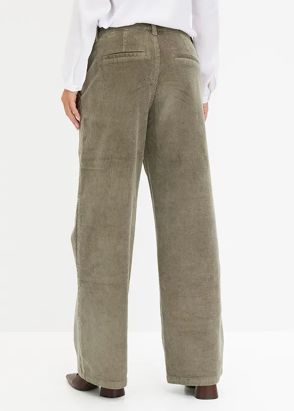 Pantaloni a palazzo in velluto elasticizzato a coste, bonprix