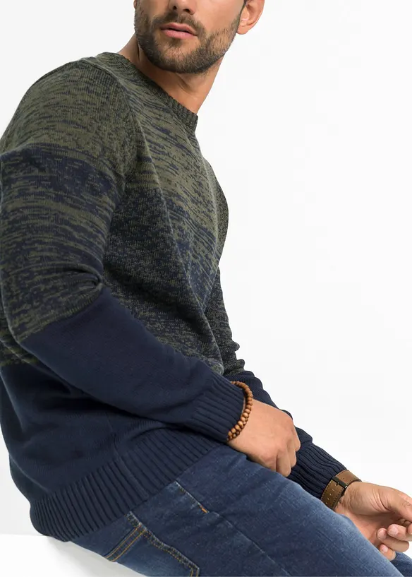 Maglione dalla linea comfort in filato fine misto cotone, bonprix