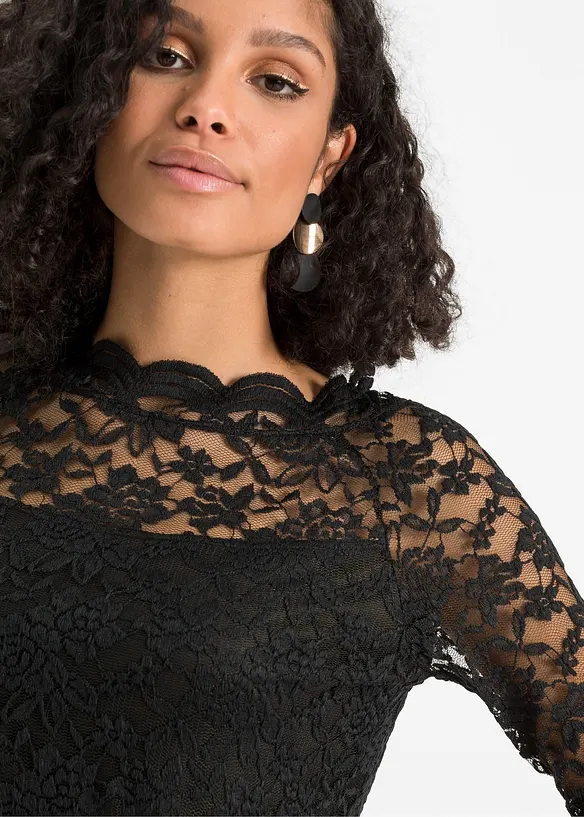 Maglia in pizzo a maniche lunghe, bonprix