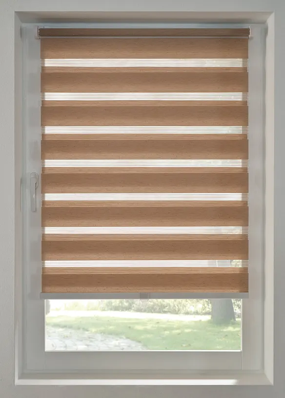 Tenda a rullo doppia effetto lino senza cordicella, bonprix
