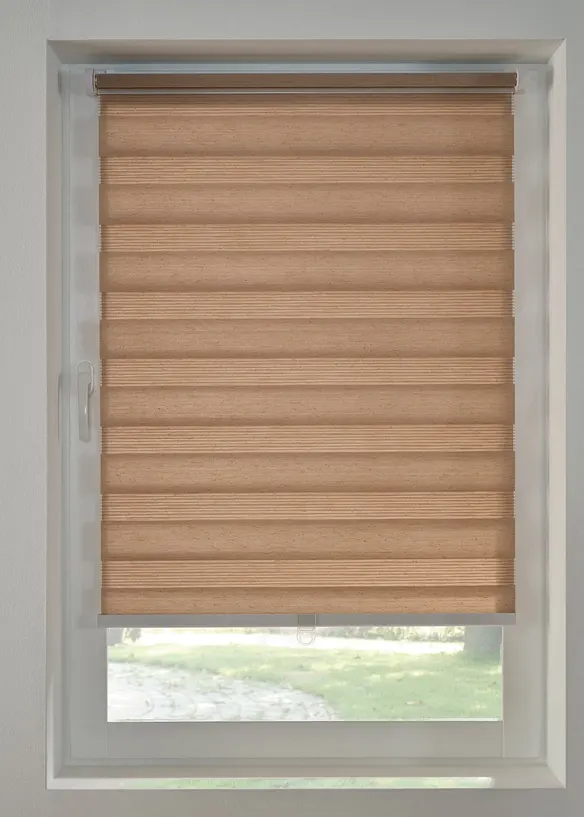Tenda a rullo doppia effetto lino senza cordicella, bonprix