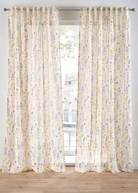 Tenda trasparente in fantasia floreale (pacco da 2), bonprix