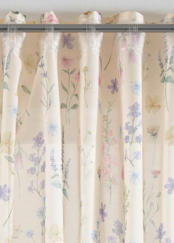 Tenda trasparente in fantasia floreale (pacco da 2), bonprix