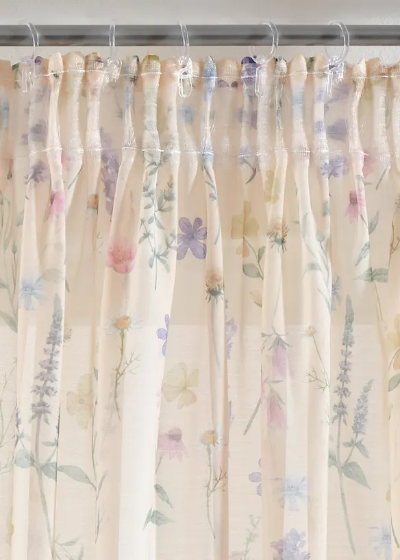 Tenda trasparente in fantasia floreale (pacco da 2), bonprix