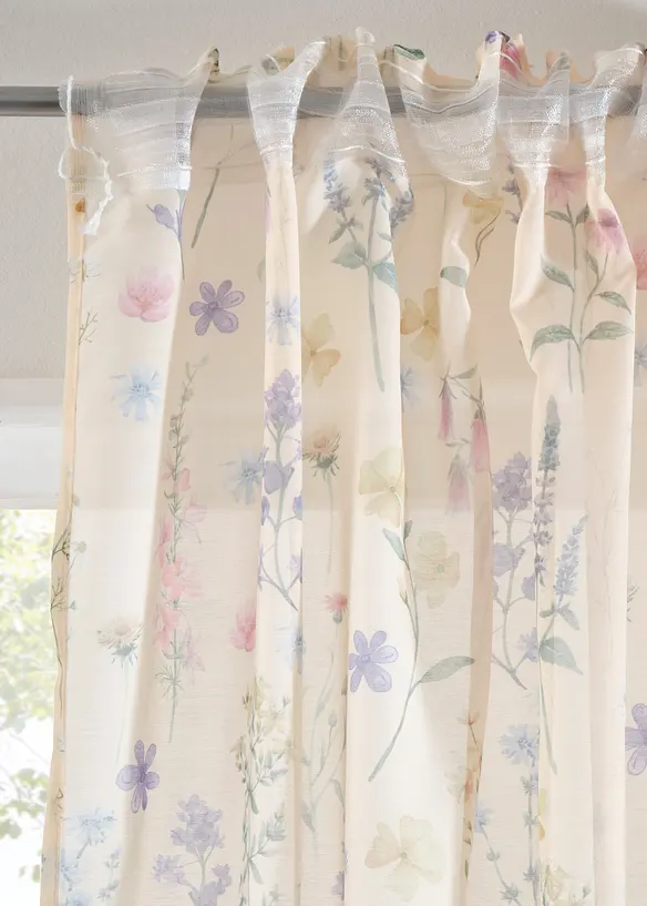 Tenda trasparente in fantasia floreale (pacco da 2), bonprix