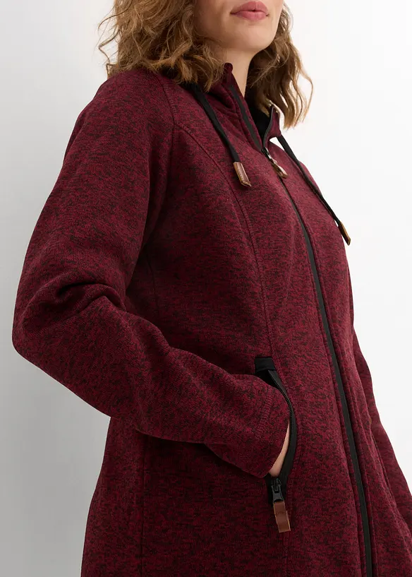 Giacca in pile a maglia con cappuccio, bonprix