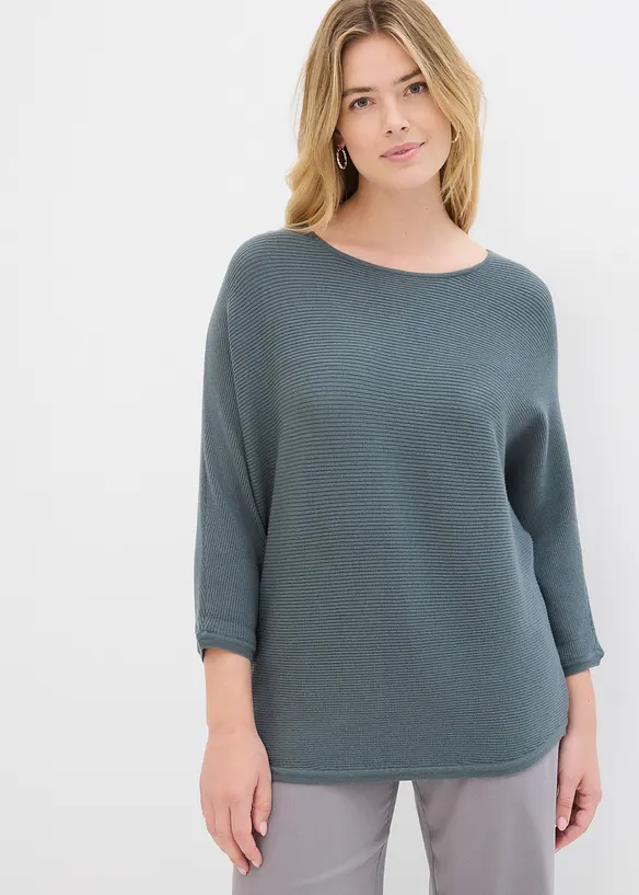 Maglione oversize a costine in misto viscosa, bonprix