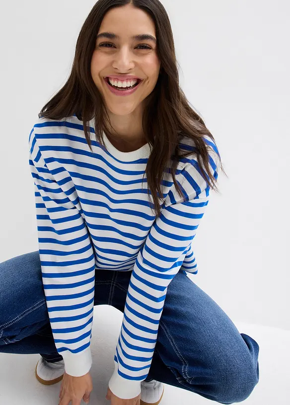 Felpa a righe in puro cotone biologico, bonprix