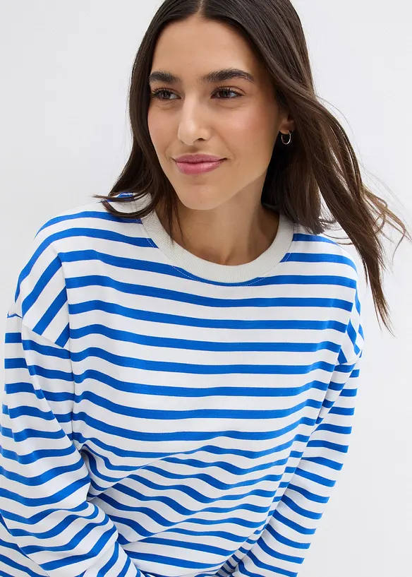 Felpa a righe in puro cotone biologico, bonprix