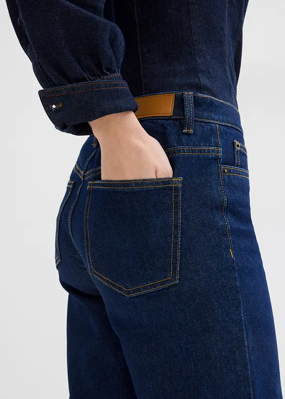 Jeans cropped wide leg, a vita media, bonprix