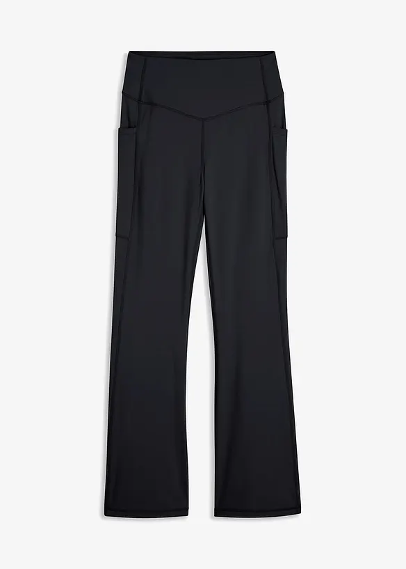 Leggings sportivi comodi con tasca per il cellulare, svasati, bonprix