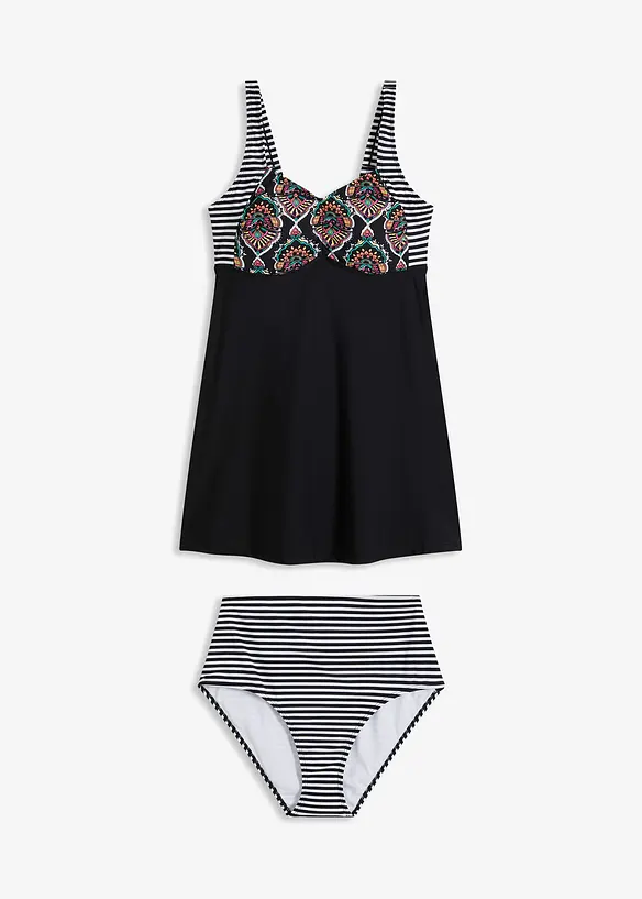Tankini lungo con slip a vita alta (set 2 pezzi), bonprix