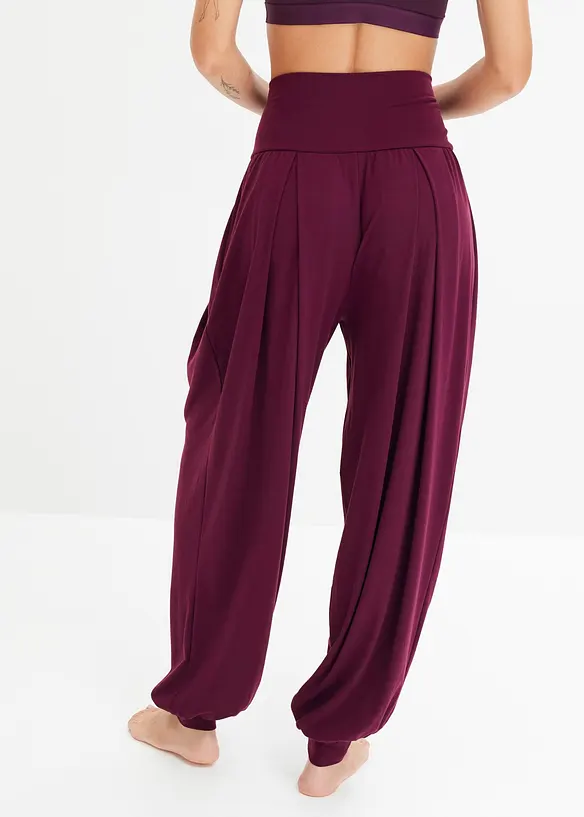Pantaloni sportivi larghi con fascia in vita risvoltabile, bonprix