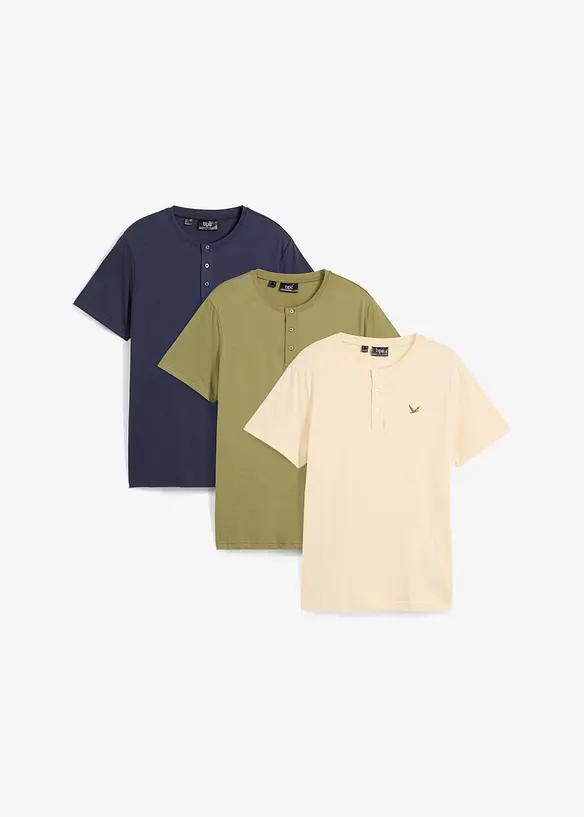Maglia serafino in puro cotone biologico (pacco da 3), bonprix