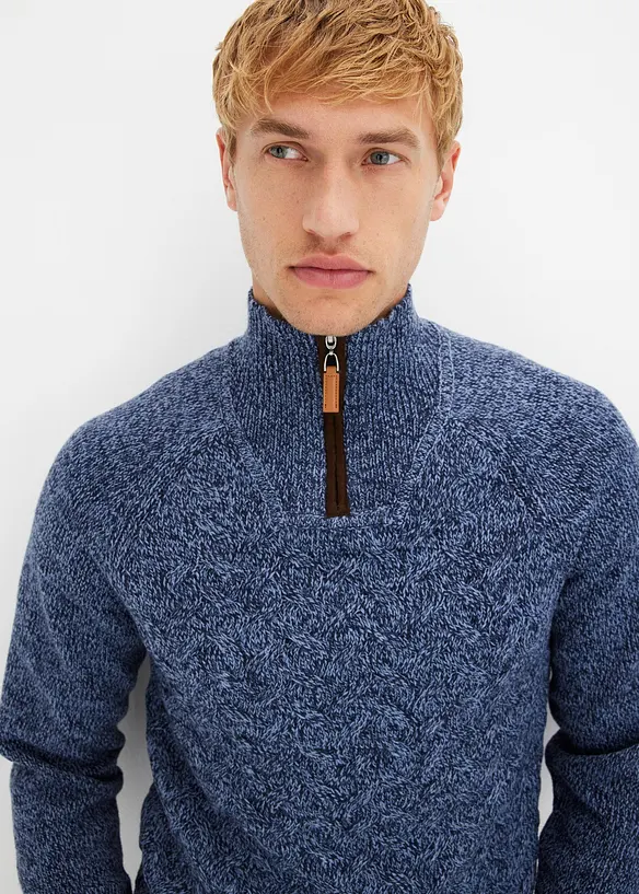 Maglione in misto lana con zip, bonprix