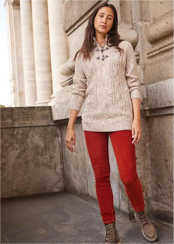 Pantaloni in velluto elasticizzato a coste, slim fit, bonprix