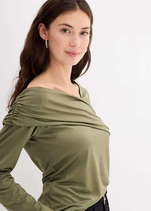 Maglia a maniche lunghe con arricciatura, bonprix