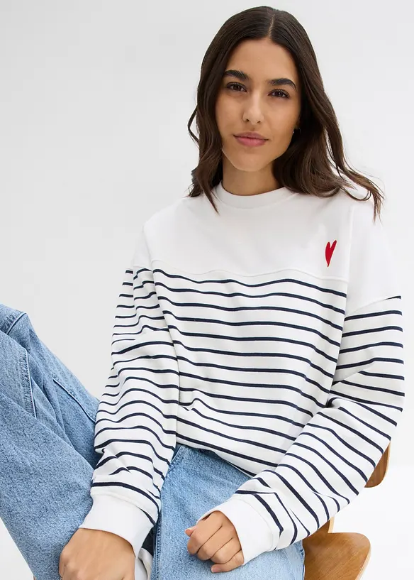 Felpa oversize in misto cotone, bonprix